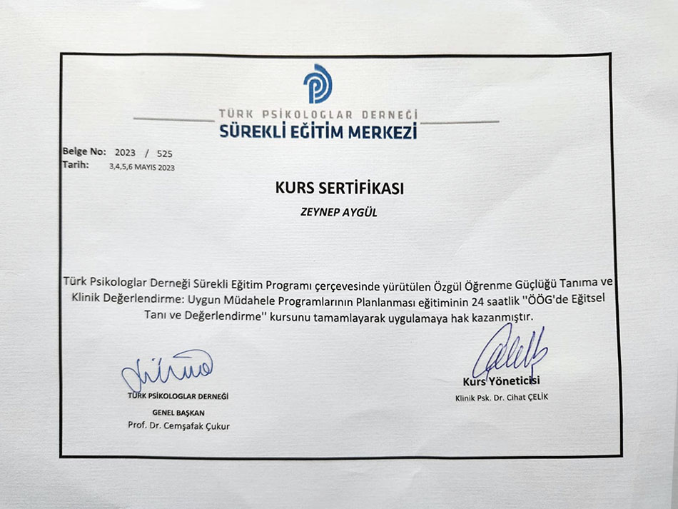 Eskişehir Özel Bir İnci Özel Eğitim ve Rehabilitasyon Merkezi Ekibimiz