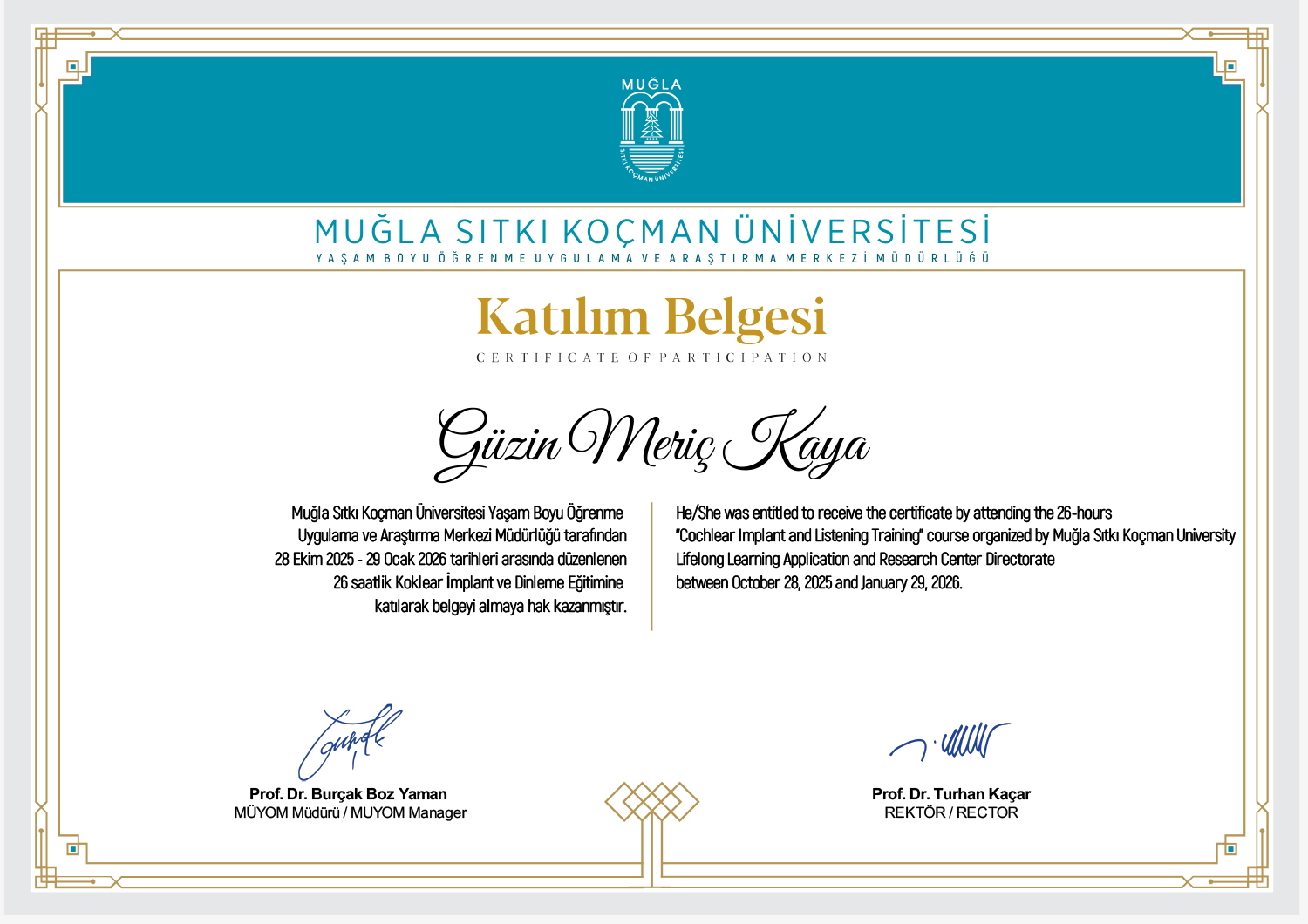Eskişehir Özel Bir İnci Özel Eğitim ve Rehabilitasyon Merkezi Sertifikalar