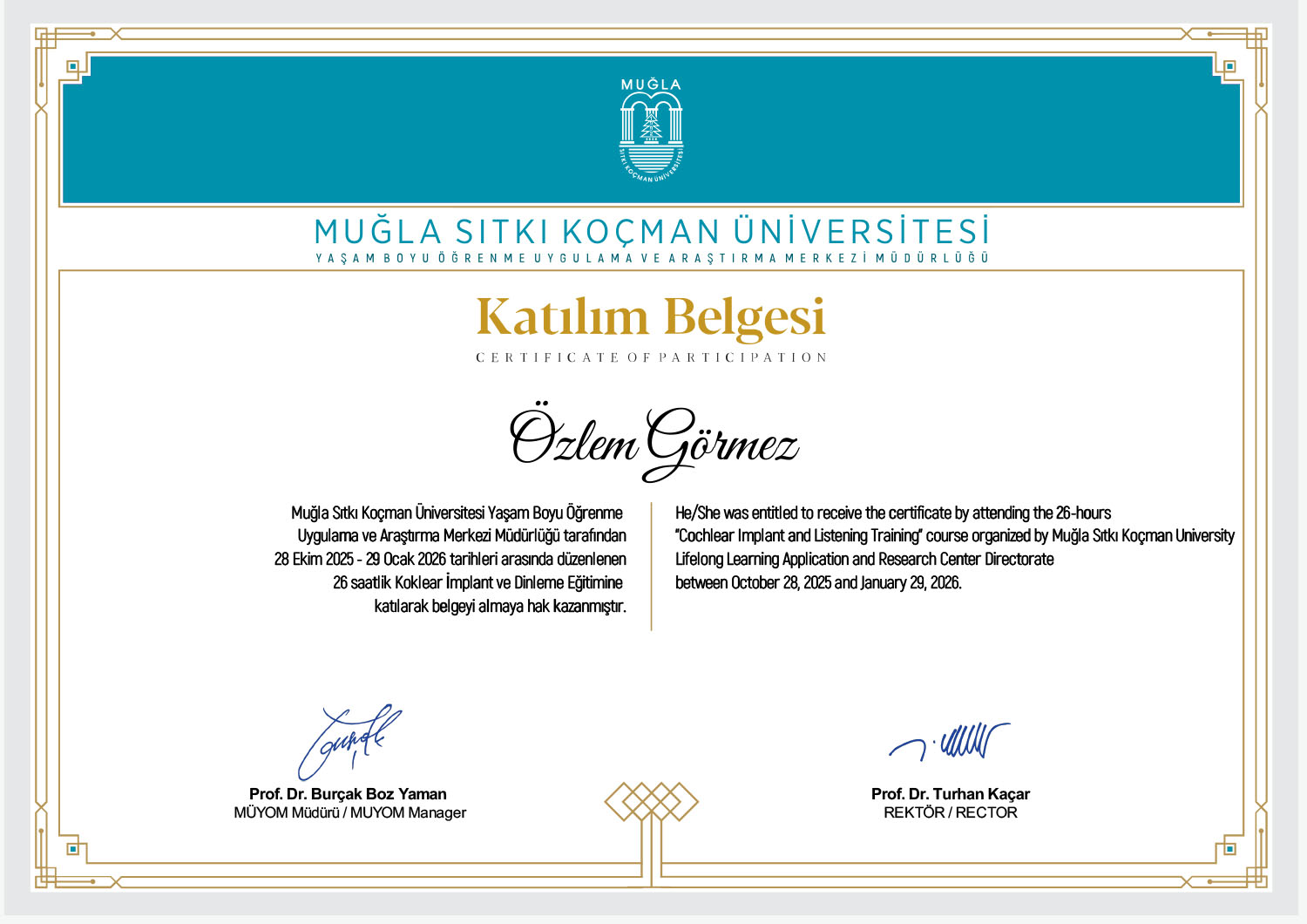 Eskişehir Özel Bir İnci Özel Eğitim ve Rehabilitasyon Merkezi Sertifikalar